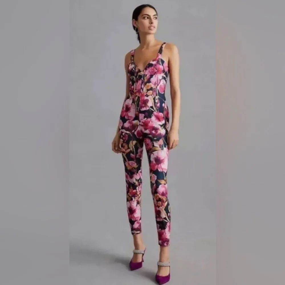 Anthropologie No Size Listed Floral Sweetheart Sleeveless Jumpsuit